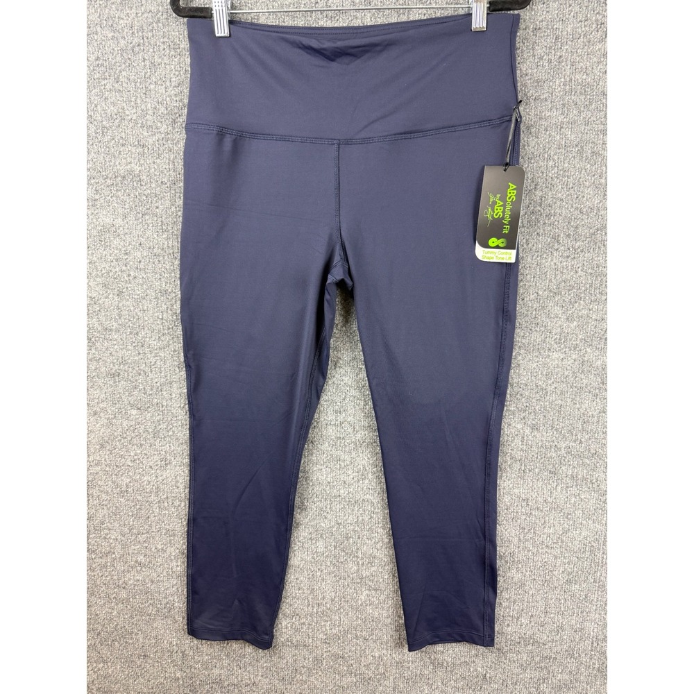 ABS by Allen Schwartz Tummy Control Leggings Yoga Pants Navy Sz. XL Compression